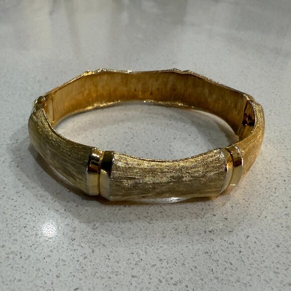 Gold Tone Metallic Clamp Bracelet - Picture 1 of 8